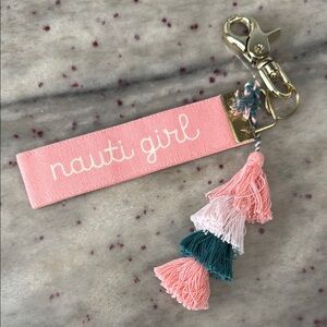 Pink 'Nauti Girl' Keychain with Tassels